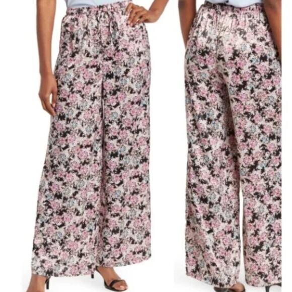 AFRM High Waist Snake Skin Print Pull-on Satin Wide Leg Pants Size M - Picture 3 of 9